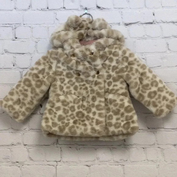 Like New Catherine Malandrino Mini Faux Fur Jacket with Bear Ears Hood size 3-6M - Picture 1 of 6